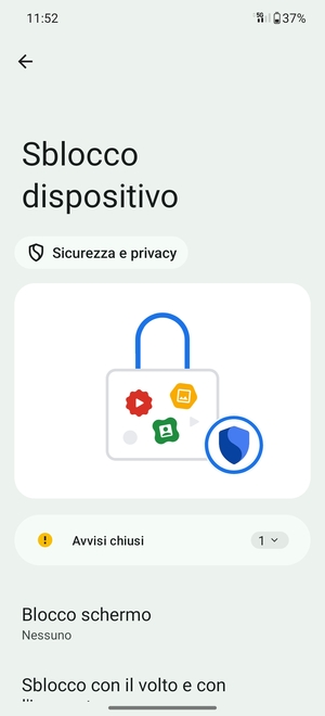 Seleziona Blocco schermo