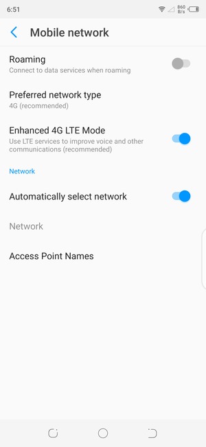 Select Preferred network type