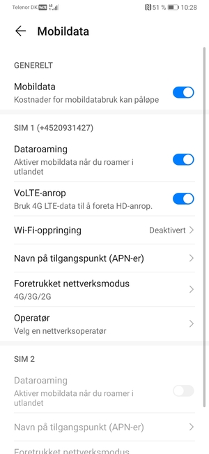 Slå Dataroaming på eller av