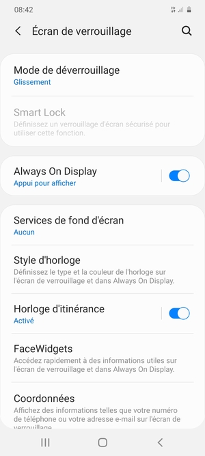 Sélectionnez Mode de déverrouillage