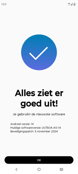 Als uw telefoon up-to-date is, selecteert u OK