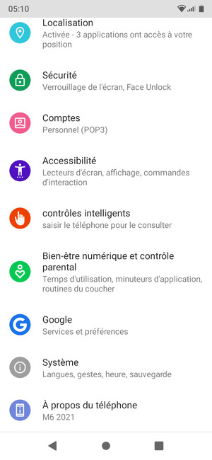 Faites défiler et sélectionnez Sécurité