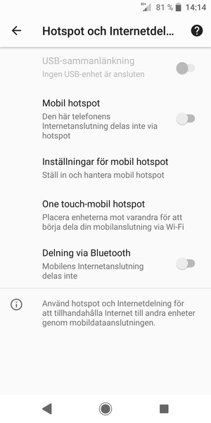Välj Inställningar för mobil hotspot