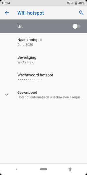 Selecteer Wachtwoord hotspot