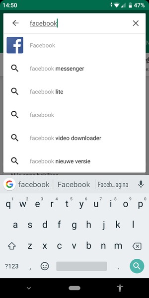 Voer de app-naam in en selecteer Zoeken
