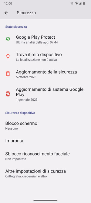 Per cambiare il PIN della scheda SIM, vai al menu Sicurezza e scorri e seleziona Altre impostazioni di sicurezz