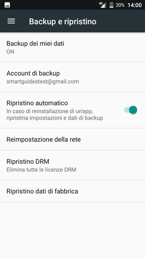 Seleziona Account di backup