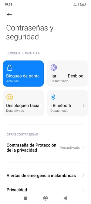 El teléfono ha sido asegurado con un bloqueo de pantalla