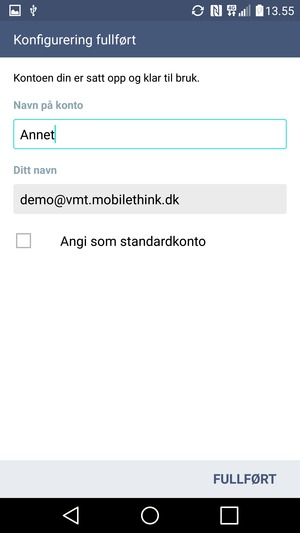 Gi kontoen din et navn, og skriv inn navnet ditt. Velg FULLFØRT