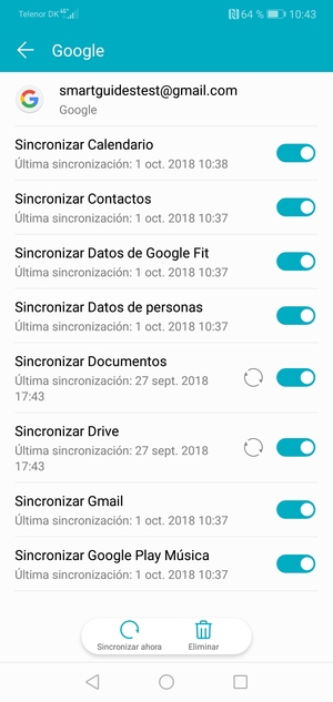 Seleccione Syncronizar ahora