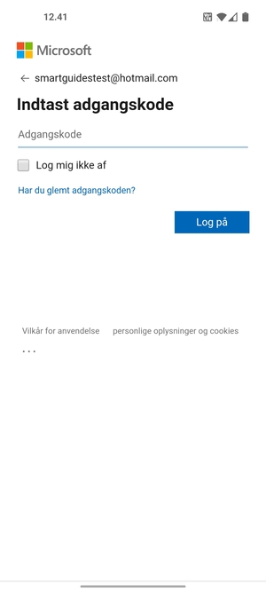 Indtast din adgangskode og vælg Log på