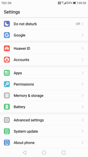 Scroll to and select Advanced settings