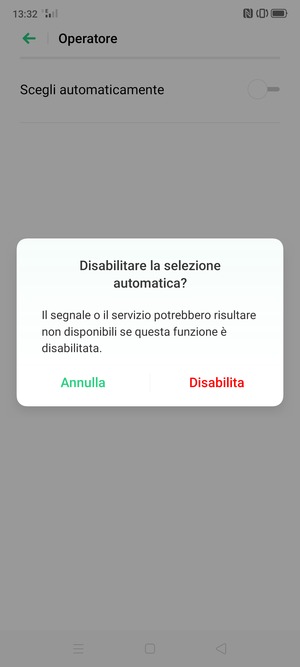 Seleziona Disabilita