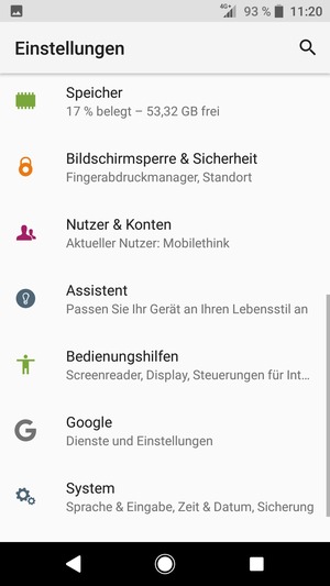 Gehen Sie zurück zum Einstellungen Menü und wählen Sie Nutzer & Konten