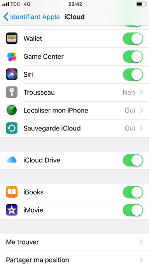 Sélectionnez Sauvegarde iCloud