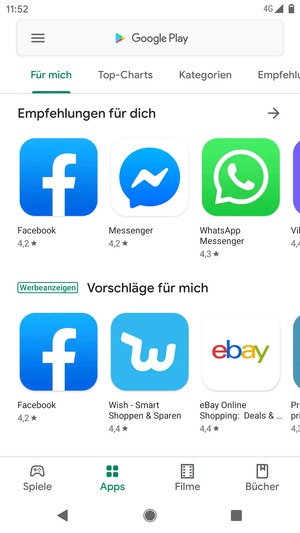 Wählen Sie die Suchleiste