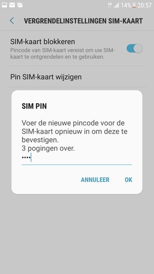 Bevestig uw nieuwe pincode voor de SIM-kaart en selecteer OK