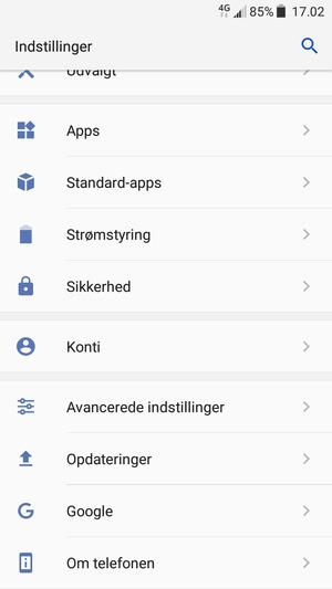 Scroll til og vælg Opdateringer