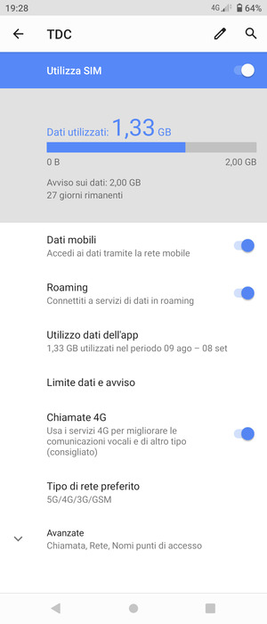 Attiva o disattiva Roaming