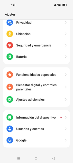 Desplácese y seleccione Ajustes adicionales