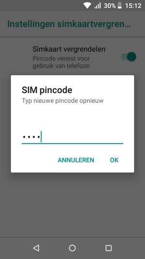 Bevestig uw nieuwe SIM pincode en selecteer OK