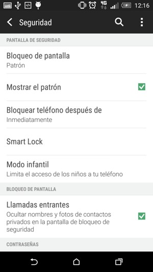 Seleccione Bloqueo de pantalla