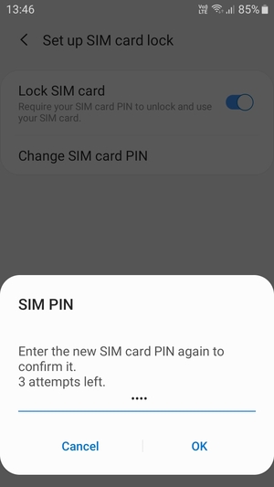 Confirm your new SIM card PIN and select OK