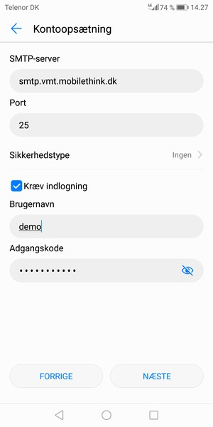 Indtast udgående serveradresse