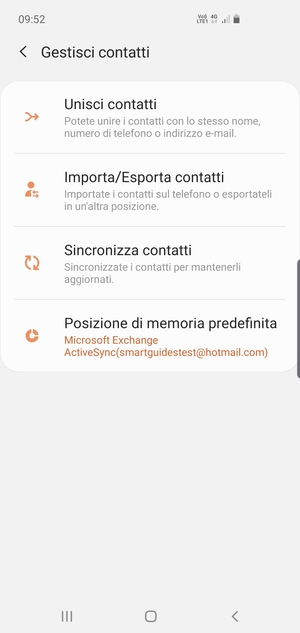 Seleziona Importa/Esporta contatti