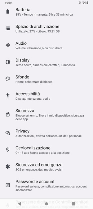 Scorri e seleziona Sicurezza