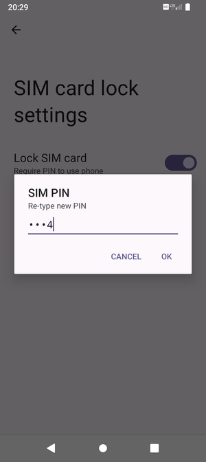 Confirm your new SIM PIN and select OK