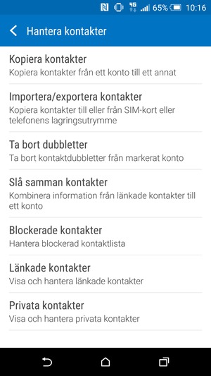 Välj Importera/exportera kontakter