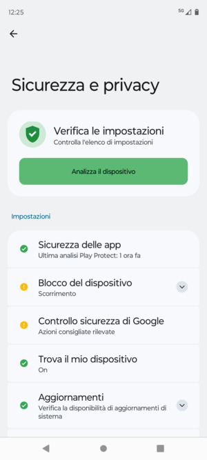 Per attivare il blocco dello schermo, vai al menu Sicurezza e privacy e seleziona Blocco del dispositivo