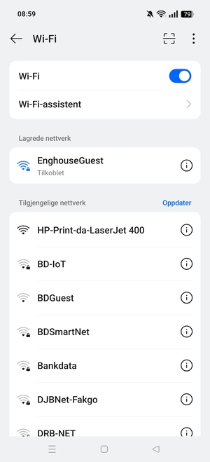 Du er nå koblet til Wi-Fi-nettverket
