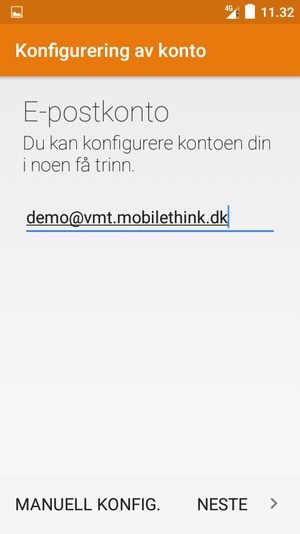 Skriv inn e-postadresse og velg NESTE