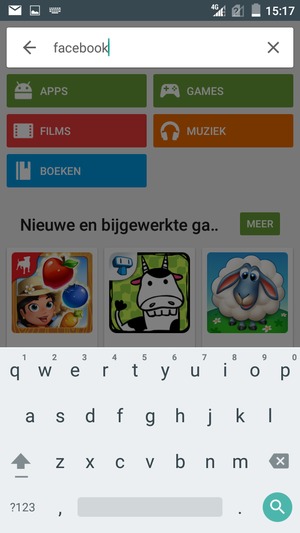 Voer de app-naam in en selecteer Zoek