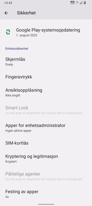 For å bytte PIN-koden til SIM-kortet, bla til og velg SIM-kortlås