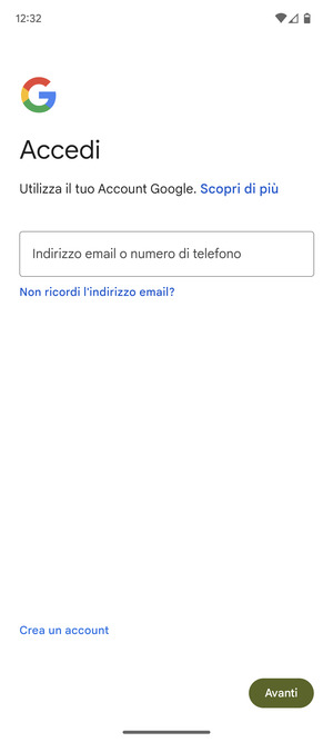 Inserisci il tuo indirizzo email e seleziona Avanti