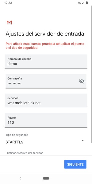 Seleccione Tipo de seguridad