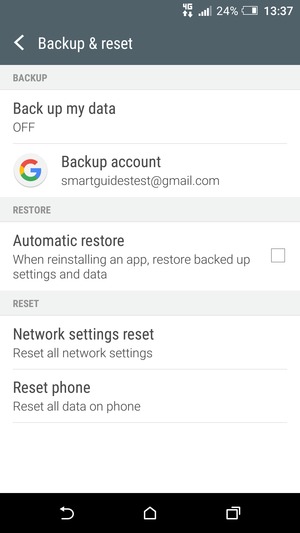 Select Back up my data