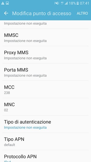 Seleziona ALTRO