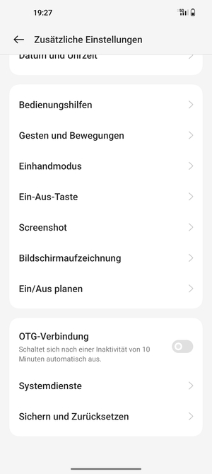 Scrollen Sie und wählen Sie Sichern und Zurücksetzen