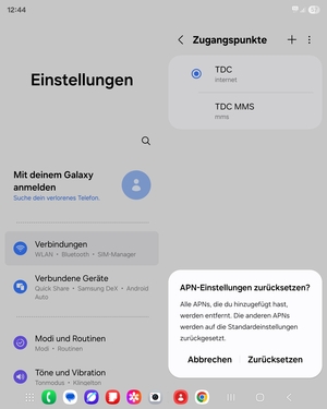 Wählen Sie Zurücksetzen