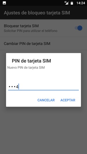 Introduzca su Nuevo PIN de tarjeta SIM y seleccione ACEPTAR
