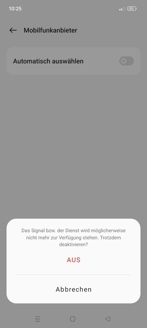 Wählen Sie AUS