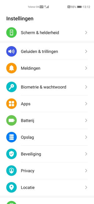 Scroll naar en selecteer Beveiliging