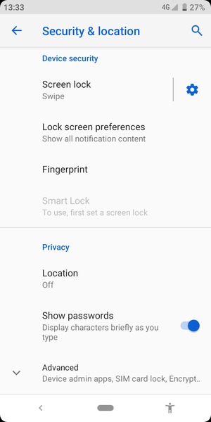 Scroll to and select Advanced