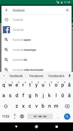 Ange app-namnet och välj Sök