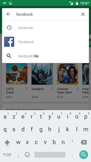 Saisissez le nom de l'appli et sélectionnez Rechercher