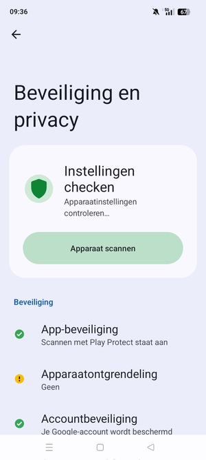 Om uw schermvergrendeling te activeren, ga naar het Beveiliging en privacy-menu en selecteer Apparaatontgrendeling